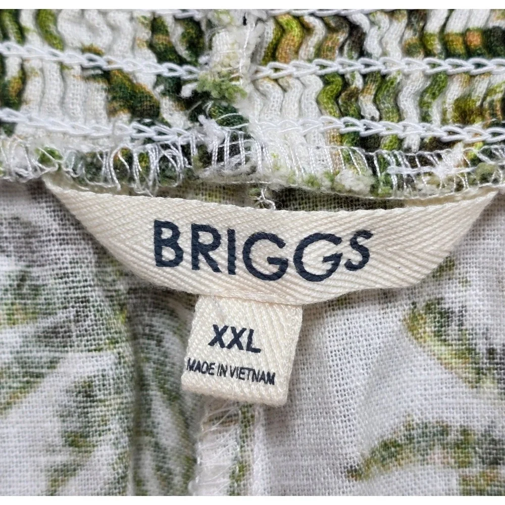 Briggs Tropical Shorts Linen Pull On Womens 2XL Palm Tree Beachy Summer Tassels‎